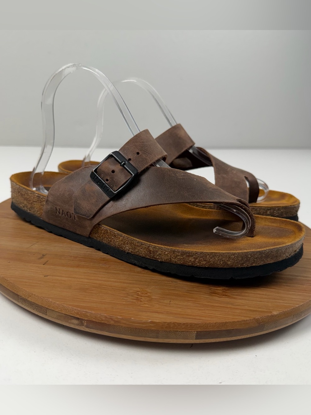 Naot Tahoe Brown Leather Toe-Loop Sandals